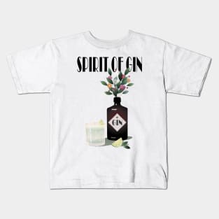 Gin Illustration | Gin Bottle with Flowers | For Gin Lovers Kids T-Shirt